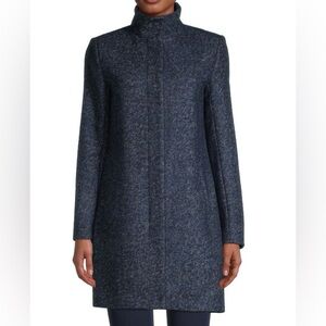 Theory Navy Textured Wool Coat
